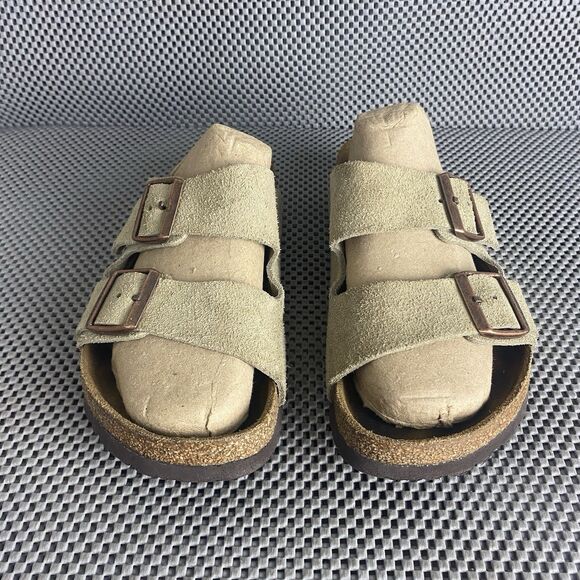 Birkenstock Arizona Sandals 38 L7 M5 Taupe Adjustable Strap Made In Germany - Picture 2 of 11